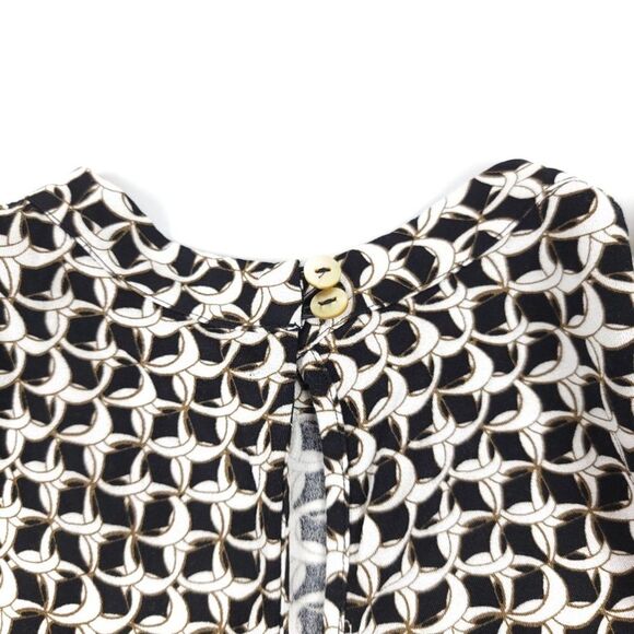 OTHER STORIES Chain Print Long Sleeve Blouse Balloon Sleeves Clean Girl 6 Black - Picture 6 of 9